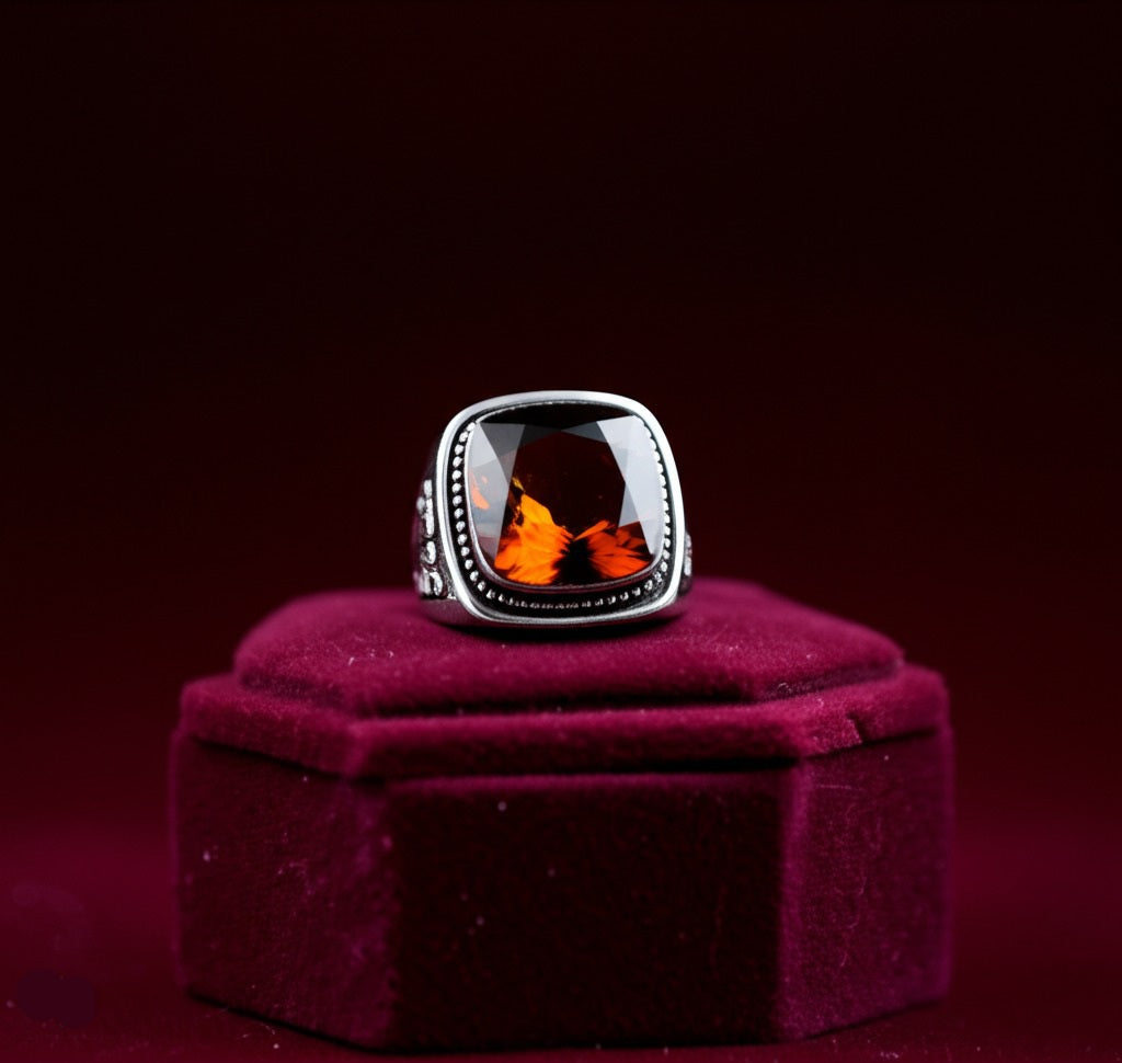 Smokey quartz men's ring