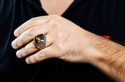 Smokey quartz men's ring
