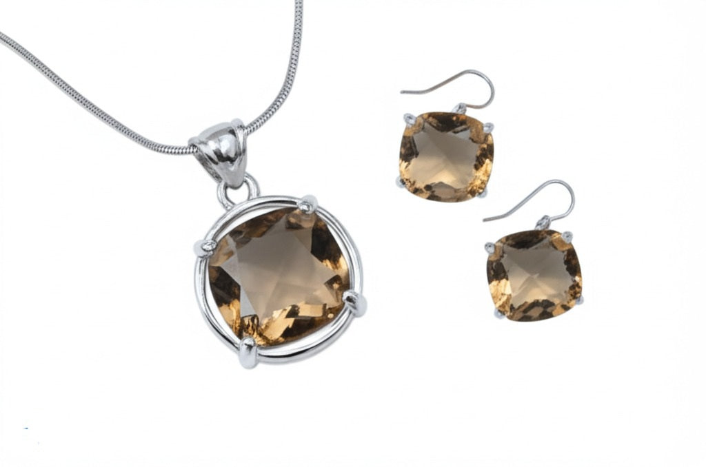 Smokey quartz women's jewelry set
