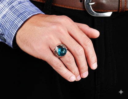Sky blue topaz man's ring