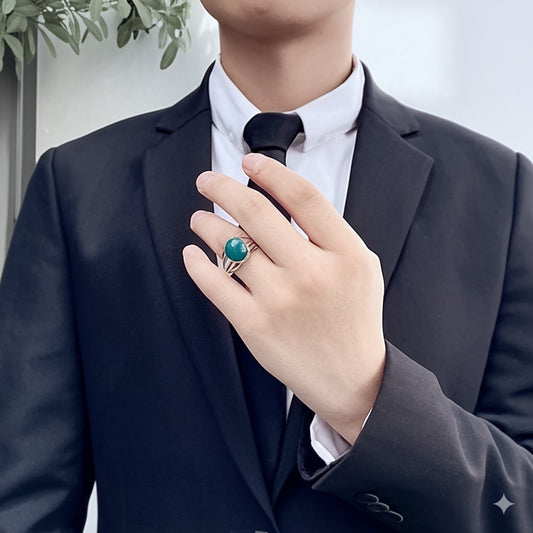 Aquamarine men's ring