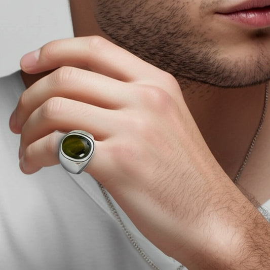 Men's green aquamarine Ring