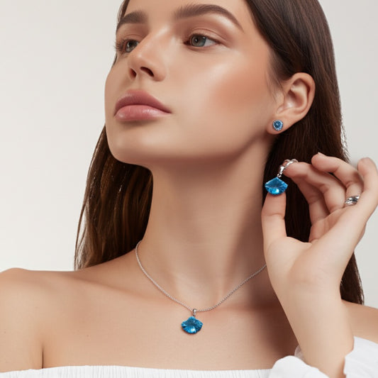 Swiss blue topaz pendant for women