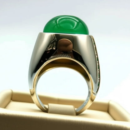 Men's green agate ring