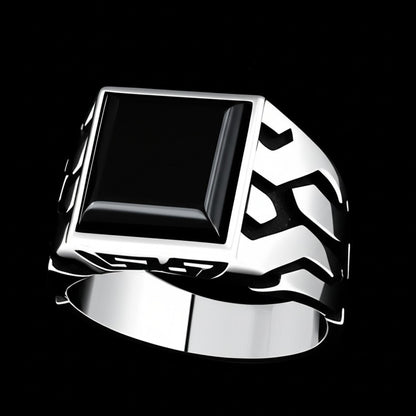 Men's Black Agate Ring