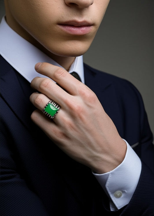 Men's luxury emerald ring