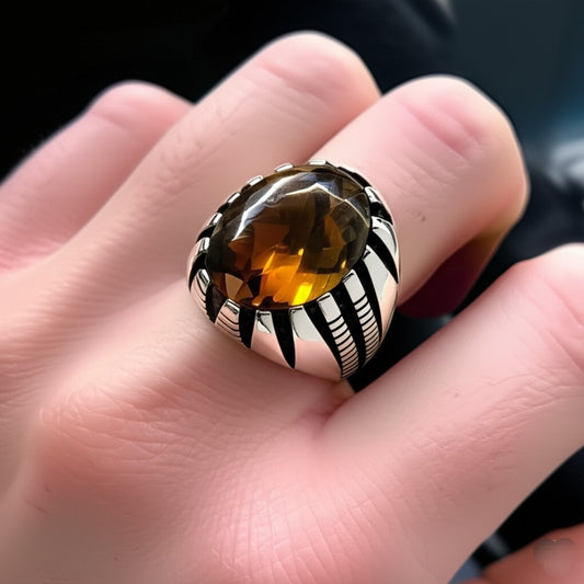Men's golden topaz ring