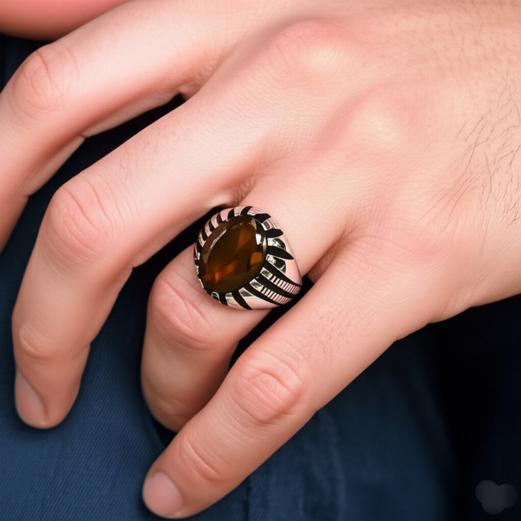 Men's golden topaz ring