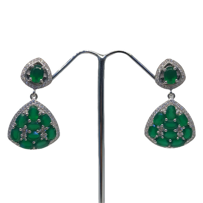 Women's green agate earrings (tops)