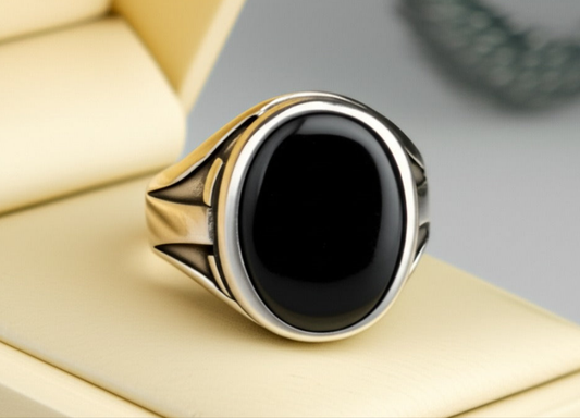 Men's Black Agate Ring