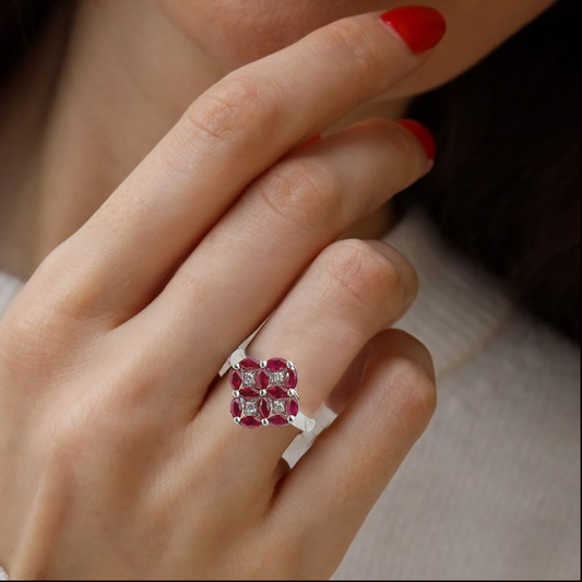Women's Ruby Ring with real zircon