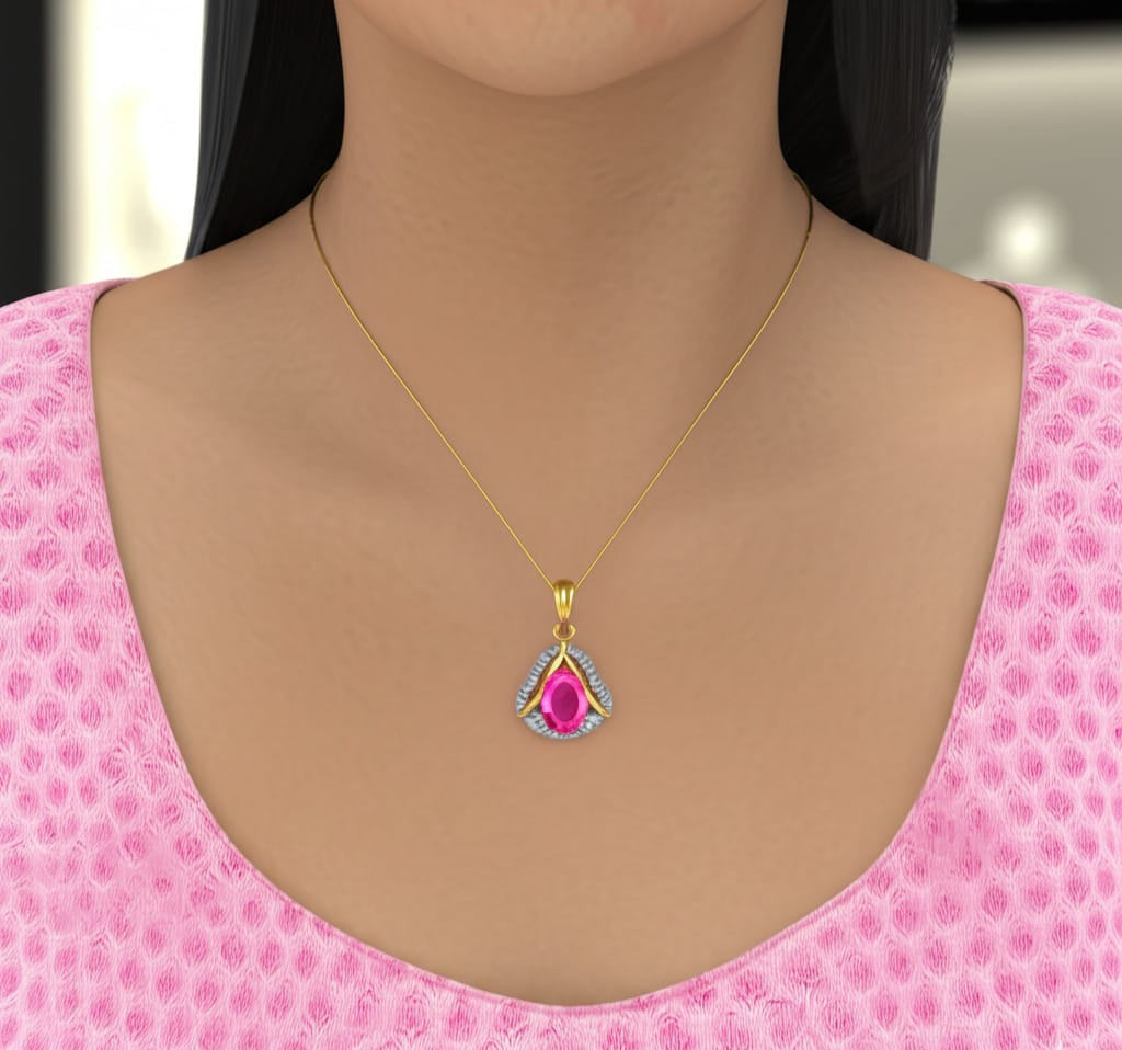 women's luxury gold ruby pendant