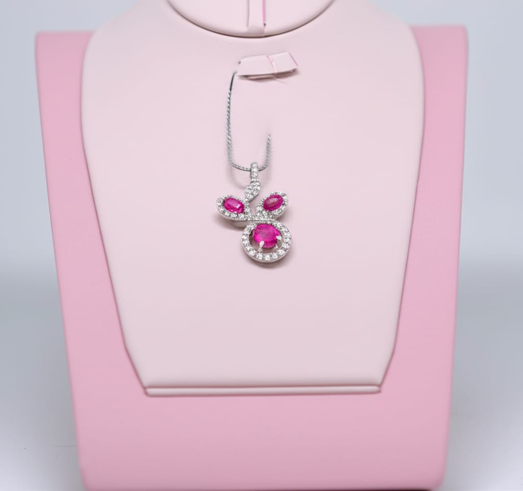 women's luxury white gold ruby pendant