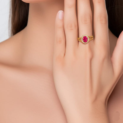 women's luxury gold diamond ruby ring