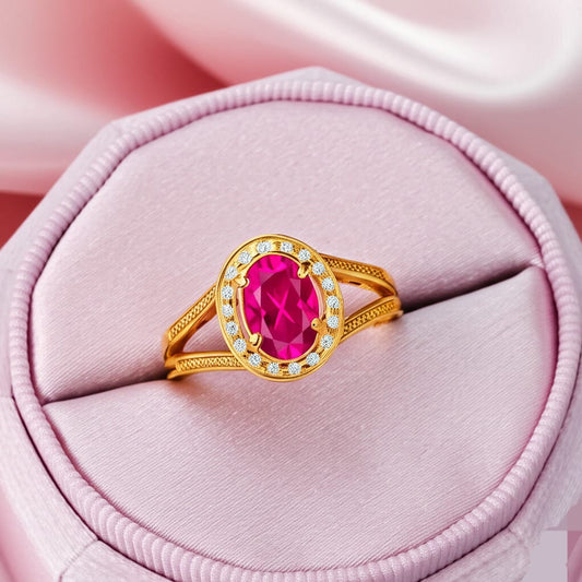women's luxury gold diamond ruby ring