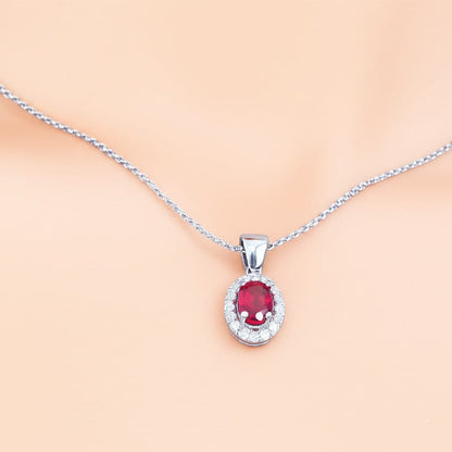 women's luxury white gold diamond ruby necklace set