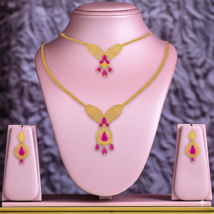 women's luxury gold ruby necklace set