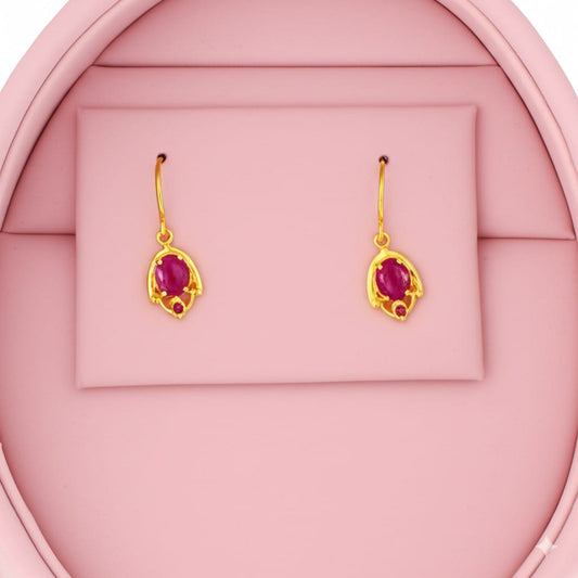 Women's luxury gold ruby earrings
