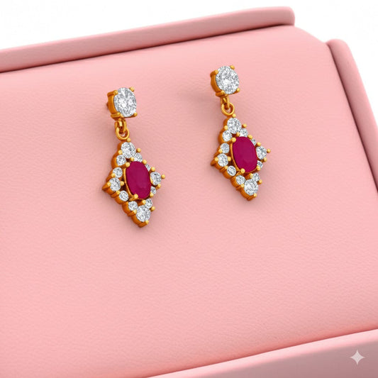 Women's luxury gold ruby earrings