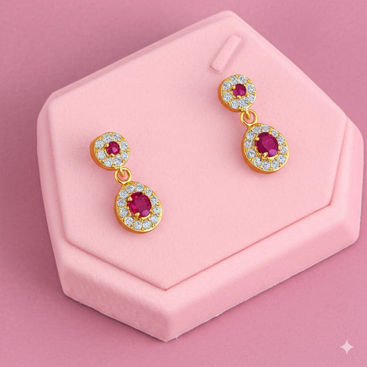 Women's luxury gold diamond ruby earrings