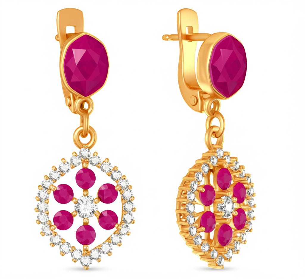 Women's luxury ruby earrings