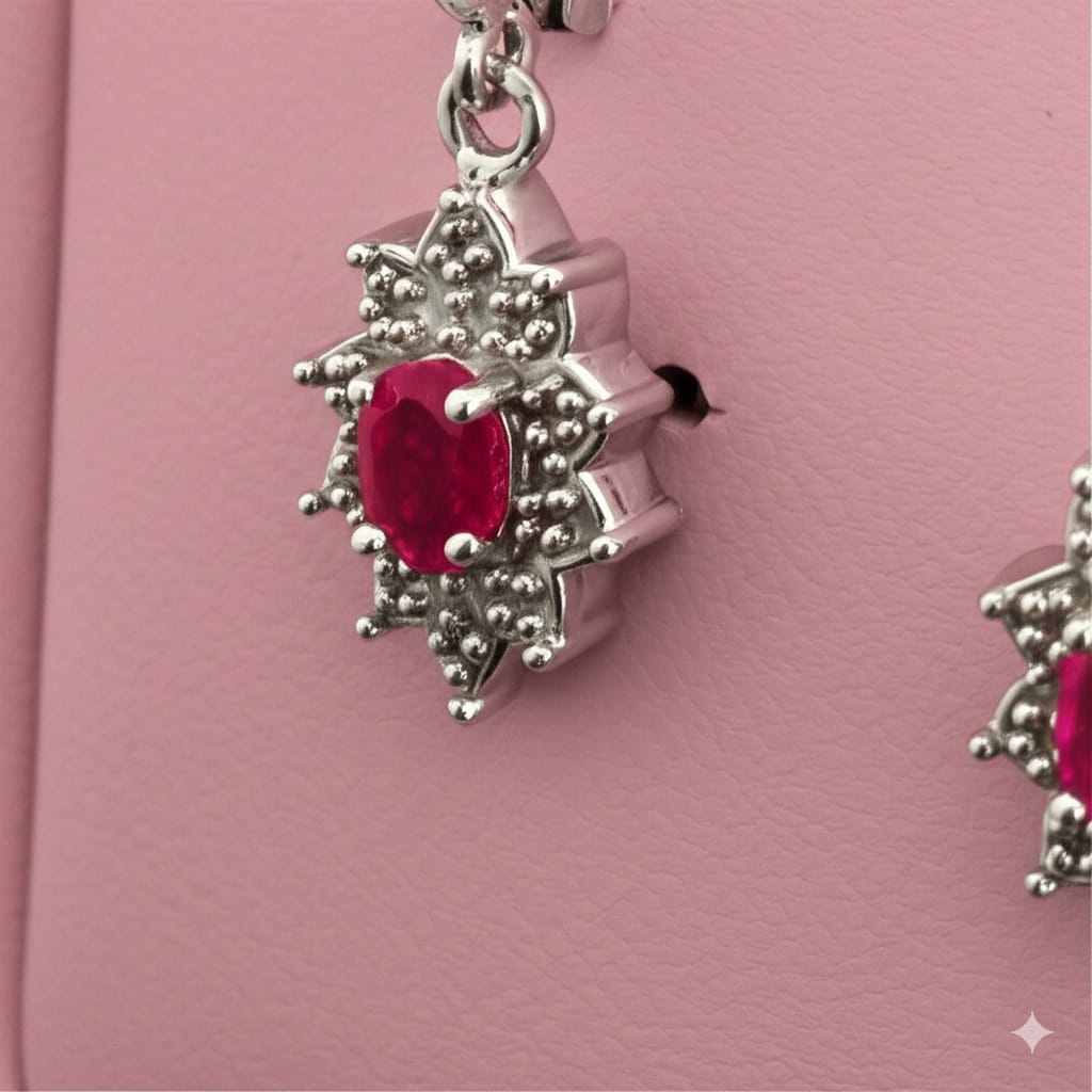 Women's luxury white gold ruby earrings