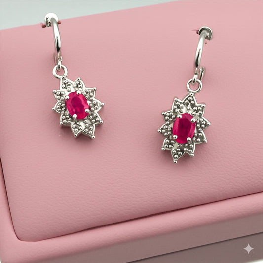 Women's luxury white gold ruby earrings