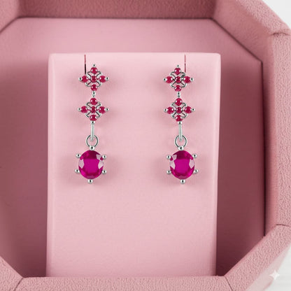 Women's luxury white gold diamond ruby earrings