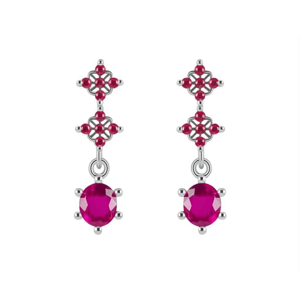 Women's luxury white gold diamond ruby earrings