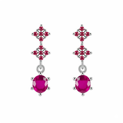 Women's luxury white gold diamond ruby earrings