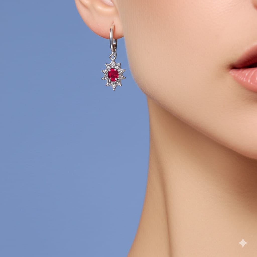 Women's luxury white gold ruby earrings