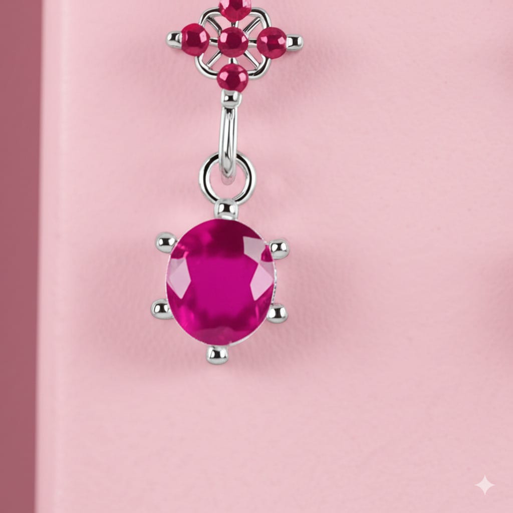 Women's luxury white gold diamond ruby earrings