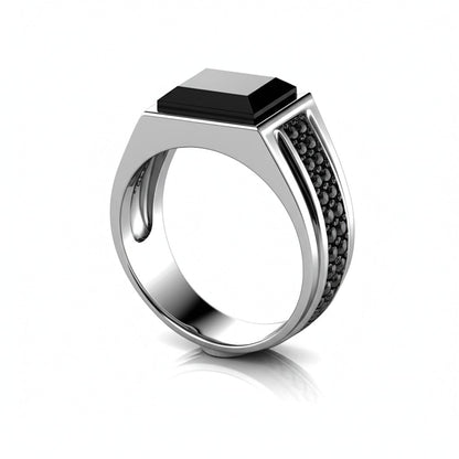Men's black tourmaline ring