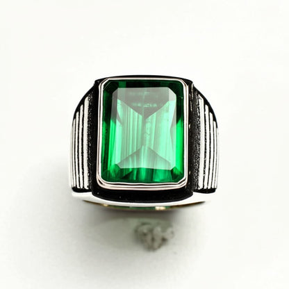 Men's green tourmaline ring