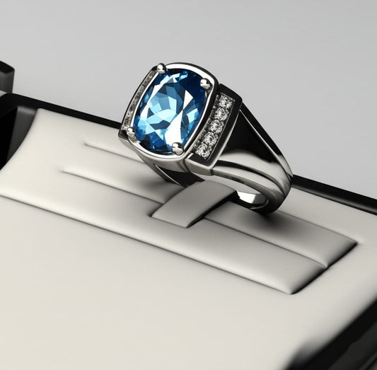 Men's blue topaz ring