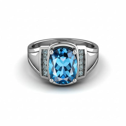 Men's blue topaz ring