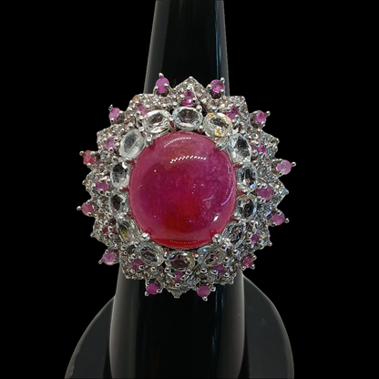 Women's Ruby Ring with real zircon