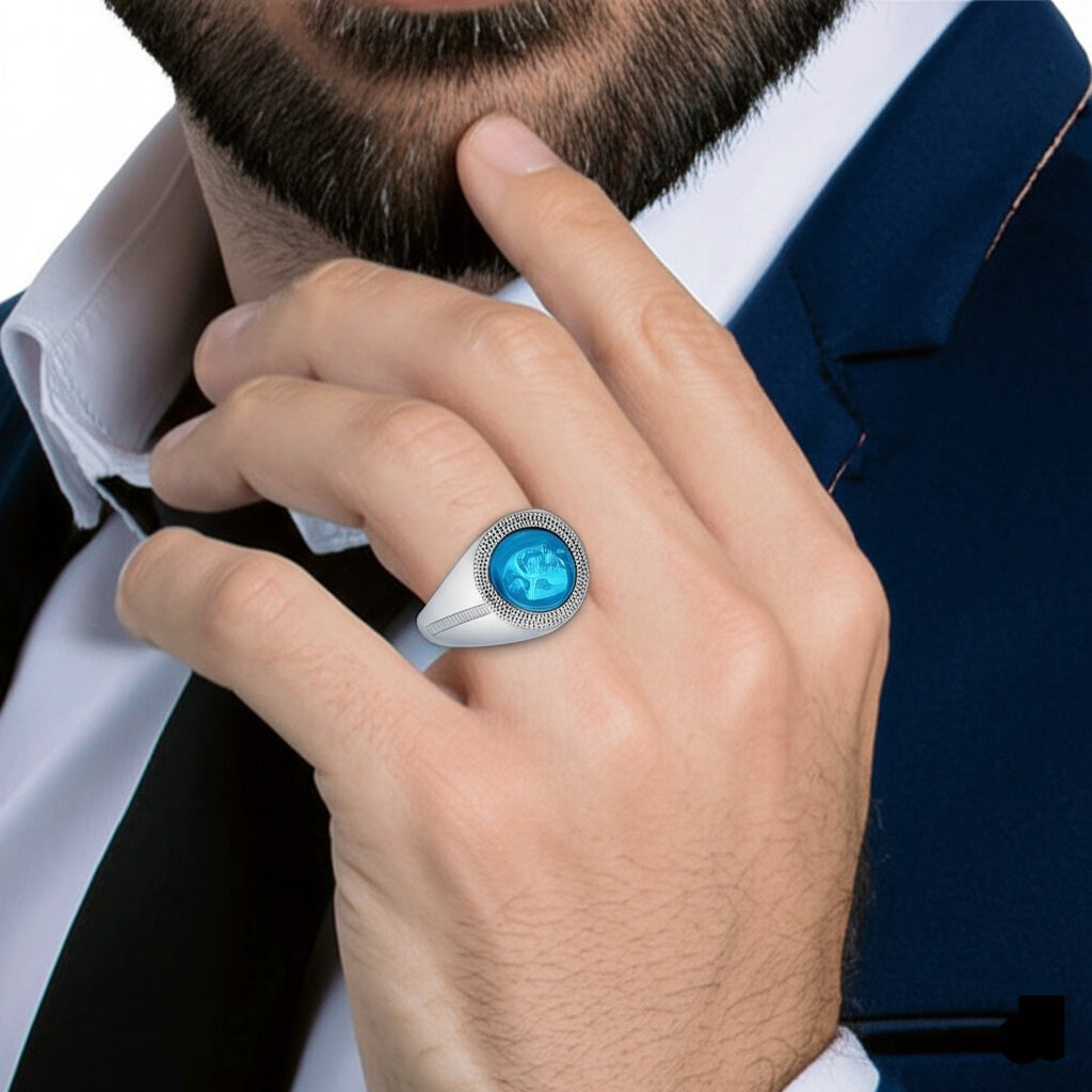 Men's Swiss blue topaz Ring
