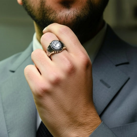Men's white topaz Ring