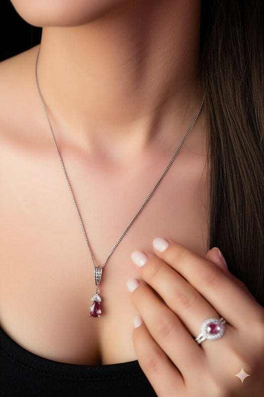 Pink Tourmaline Women's jewelry set