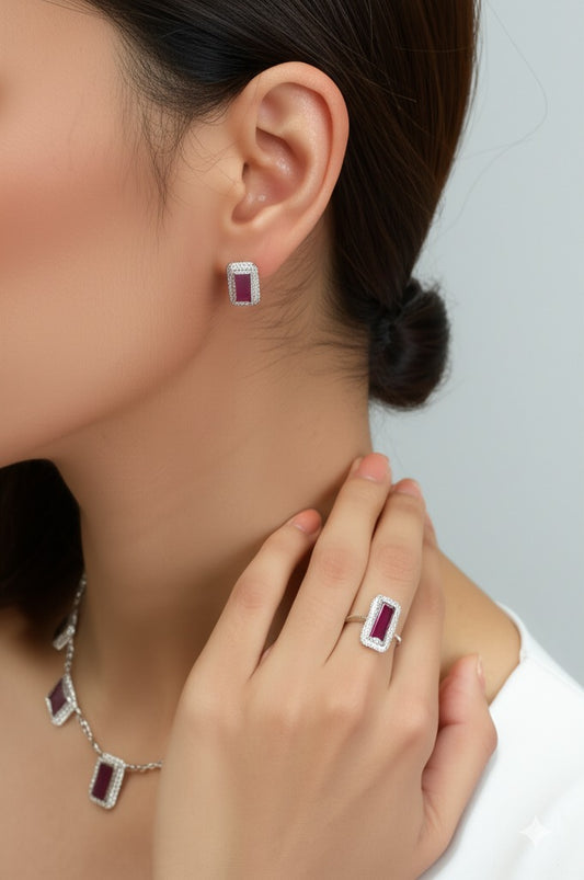 Women's red tourmaline jewelry set