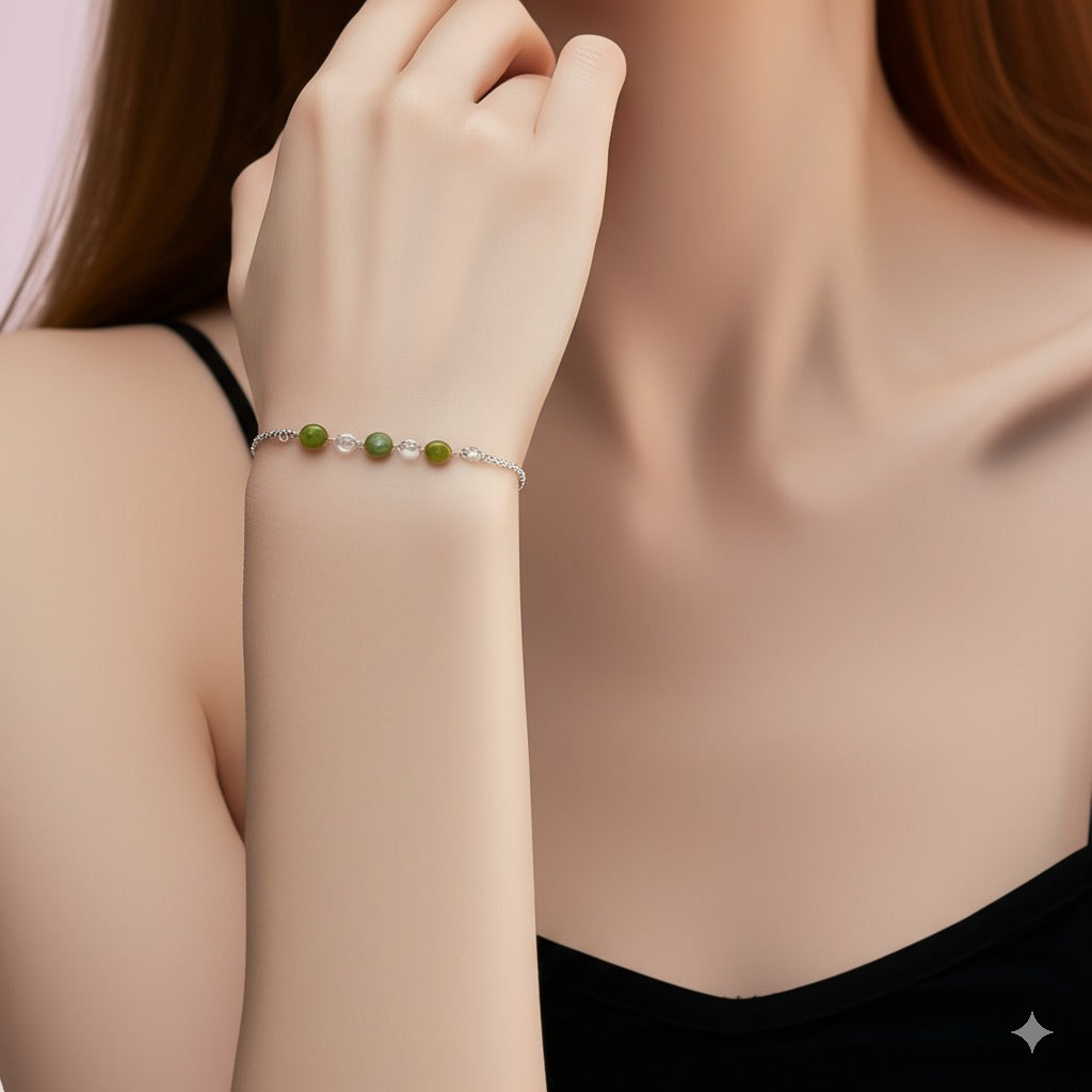 Women's peridot and crystal bracelet