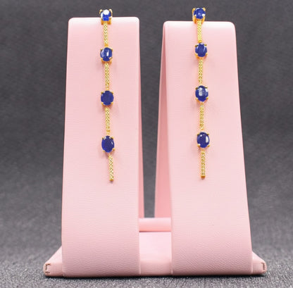 Women's luxury gold earrings (blue sapphire)
