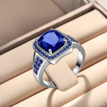 Men's luxury white gold sapphire ring