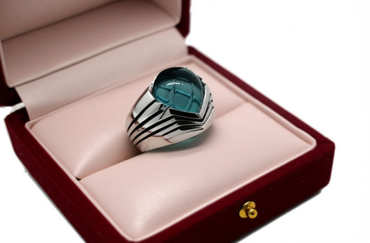 Sky blue topaz man's ring