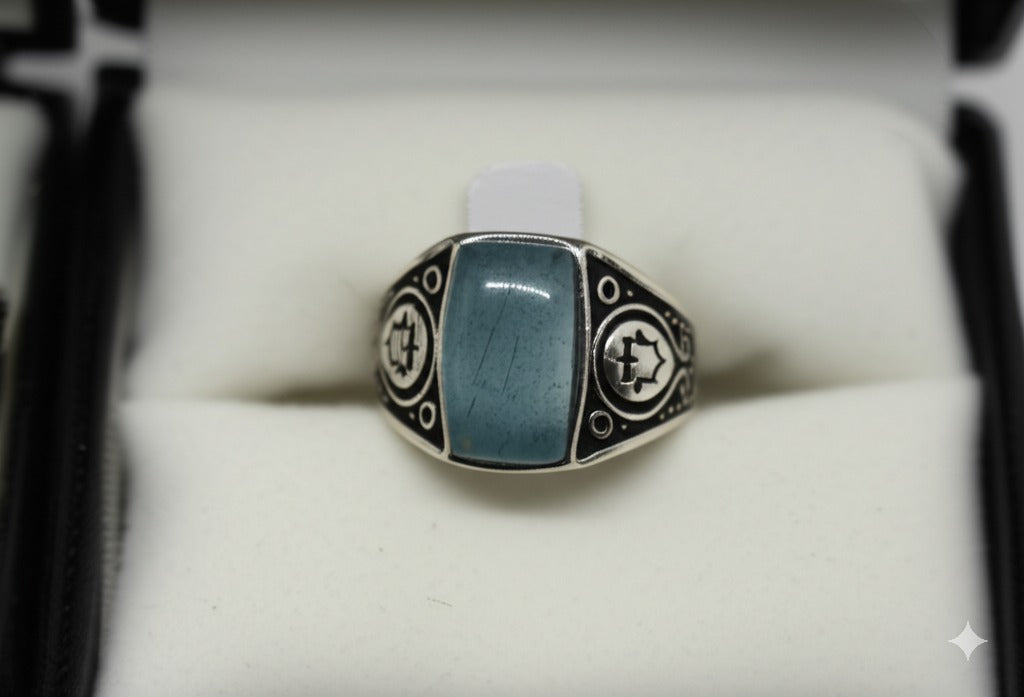 Aquamarine men's ring