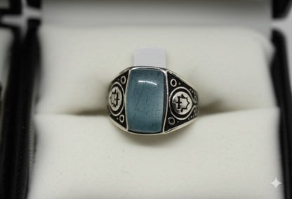 Aquamarine men's ring