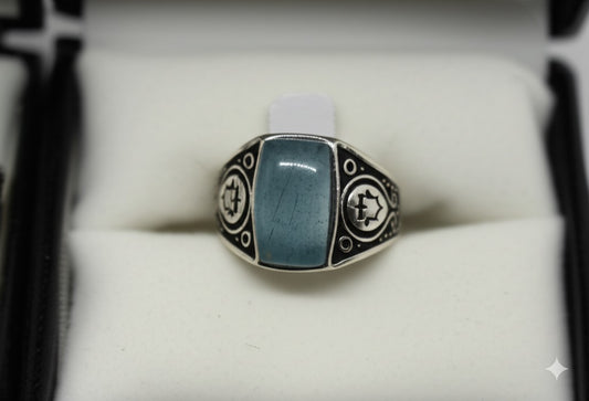 Aquamarine men's ring