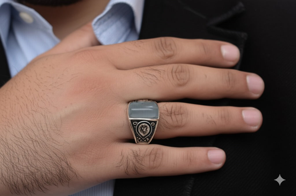 Aquamarine men's ring