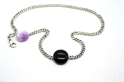 Black onyx women's silver pendant